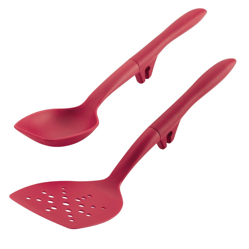 Rachael Ray Tools and Gadgets Flexi Turner and Scraping Spoon Set / Cooking Utensils - 2 Piece, Red - Image 1